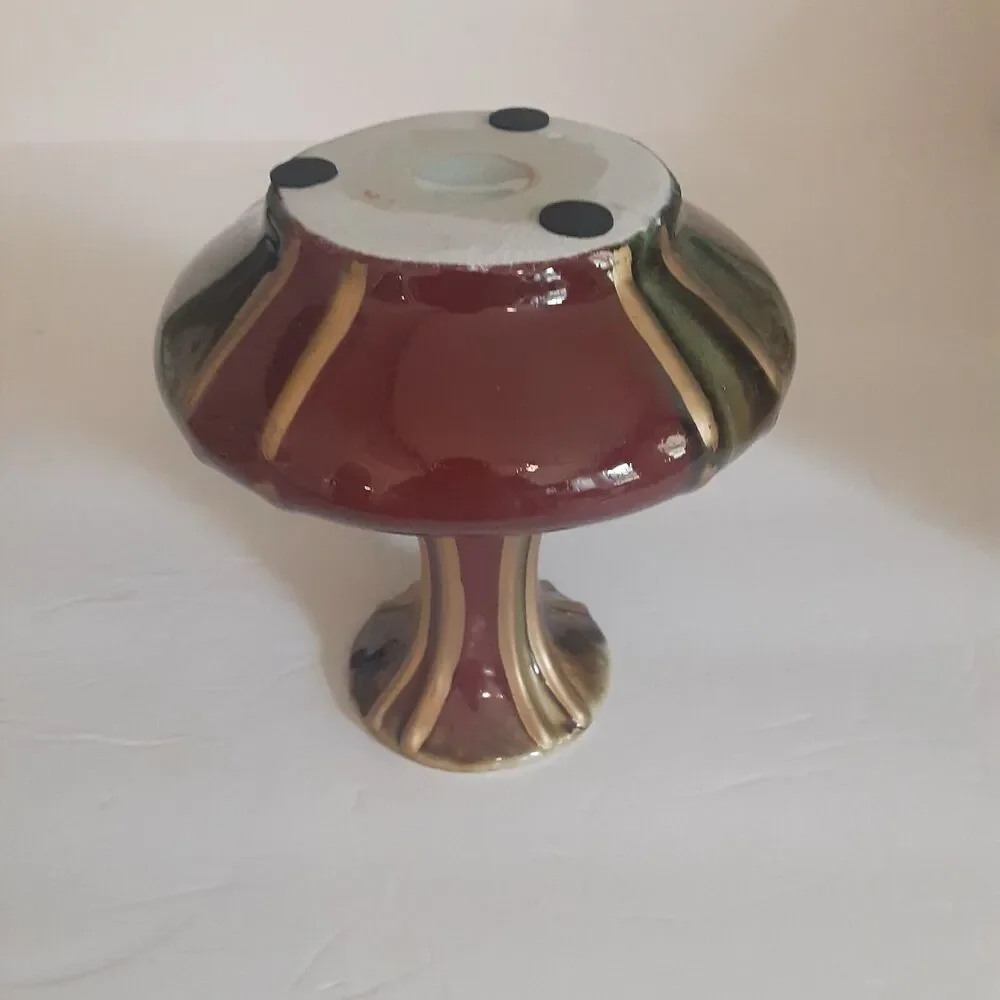 Hand Blown Glass And Stoneware Vase Unique Earthy